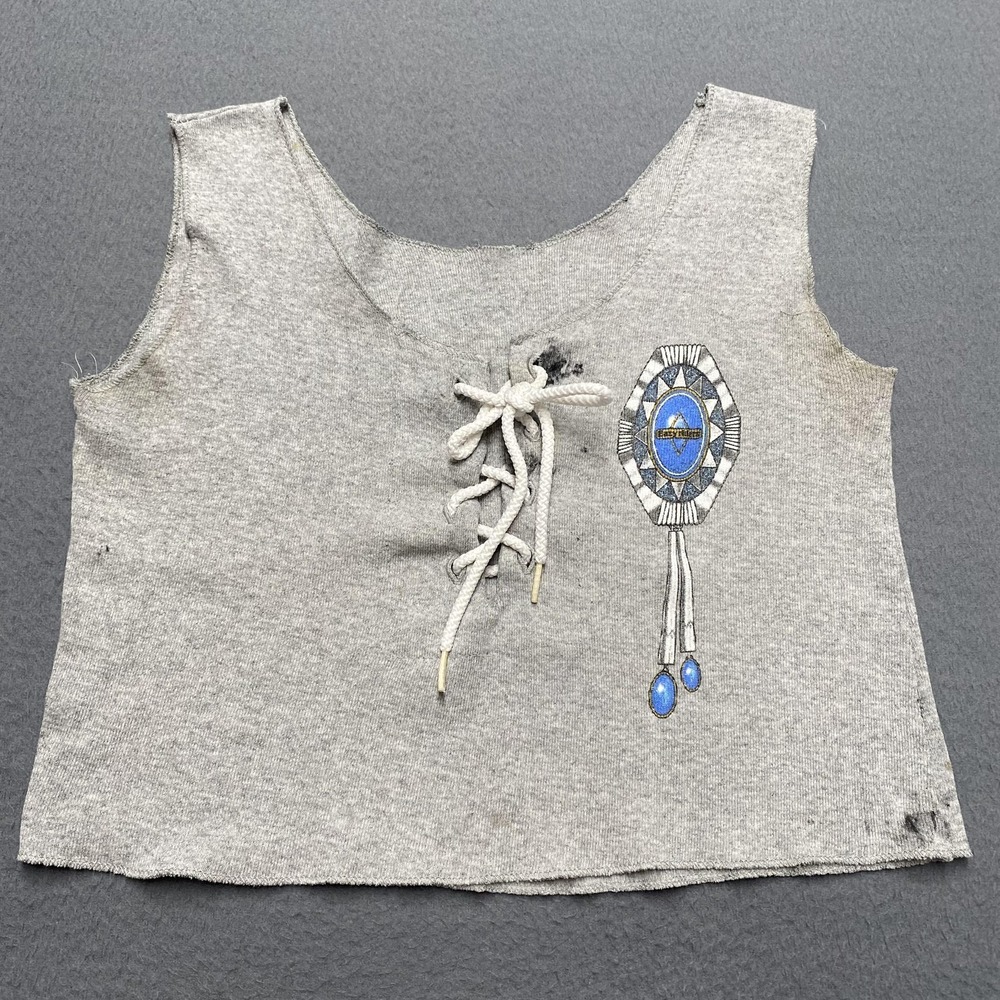 Vintage Easyriders Tank‎ Top Womens Small Gray Lace Up Biker 1999 Festival 90s